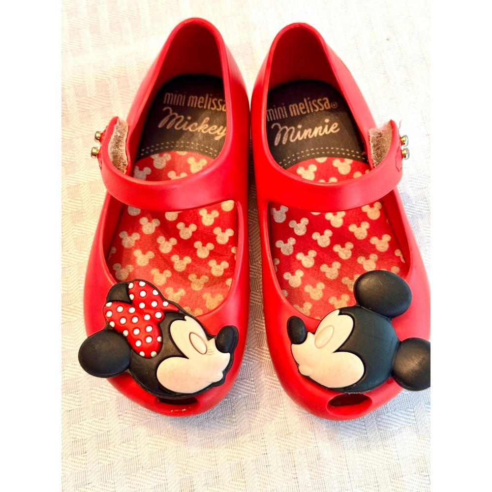 Mini Melissa Mickey Minnie Mouse Red Jelly Mary Jane Shoes Toddler Size 7
